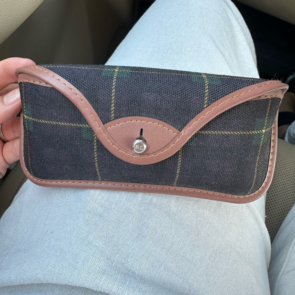 Polo by Ralph Lauren Plaid Sunglasses Case with Tan Trim